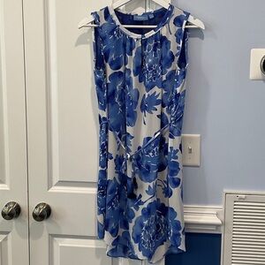 Chic Blue Floral High-Low Dress
